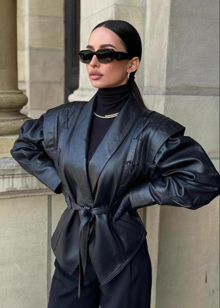 Shayee | Statement Leather Blazer