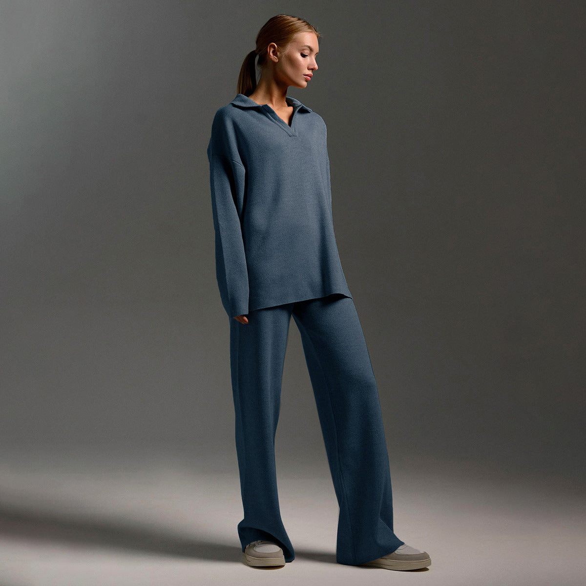 Sandy | Lounge Set met Brede Broek en Polosweater