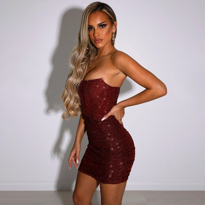 Tami | Strapless Glitter Mini Jurk