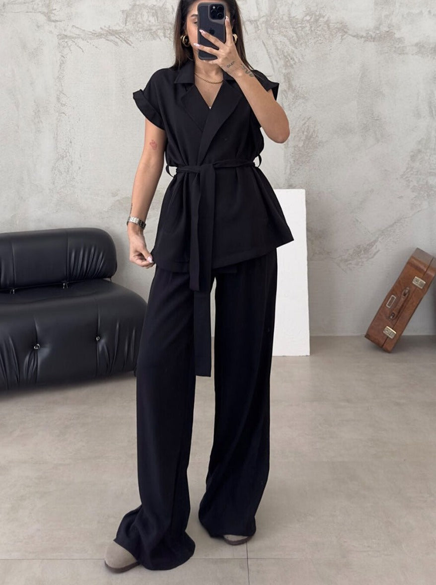 Jolene | Belted Wide-Leg Set