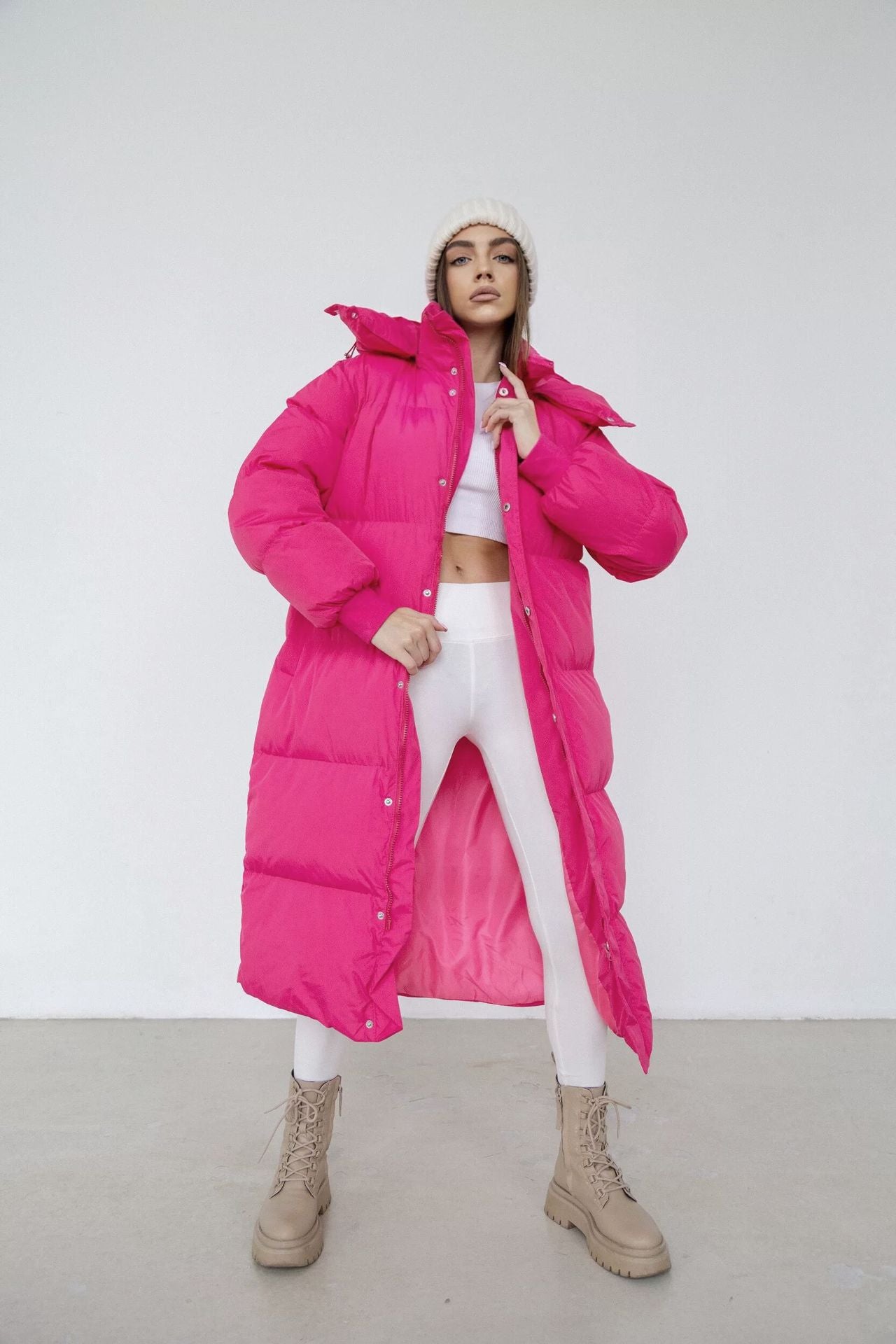 Lange Warme Oversized Dames Puffer Jas met Capuchon