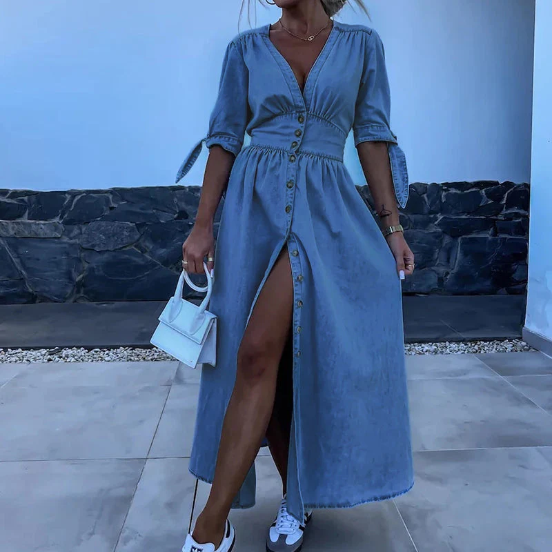 Vanessa | Elegante Denim Jurk - Midi
