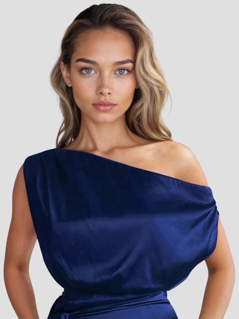 Yolie | Elegante One-Shoulder Satijnen Mini Jurk