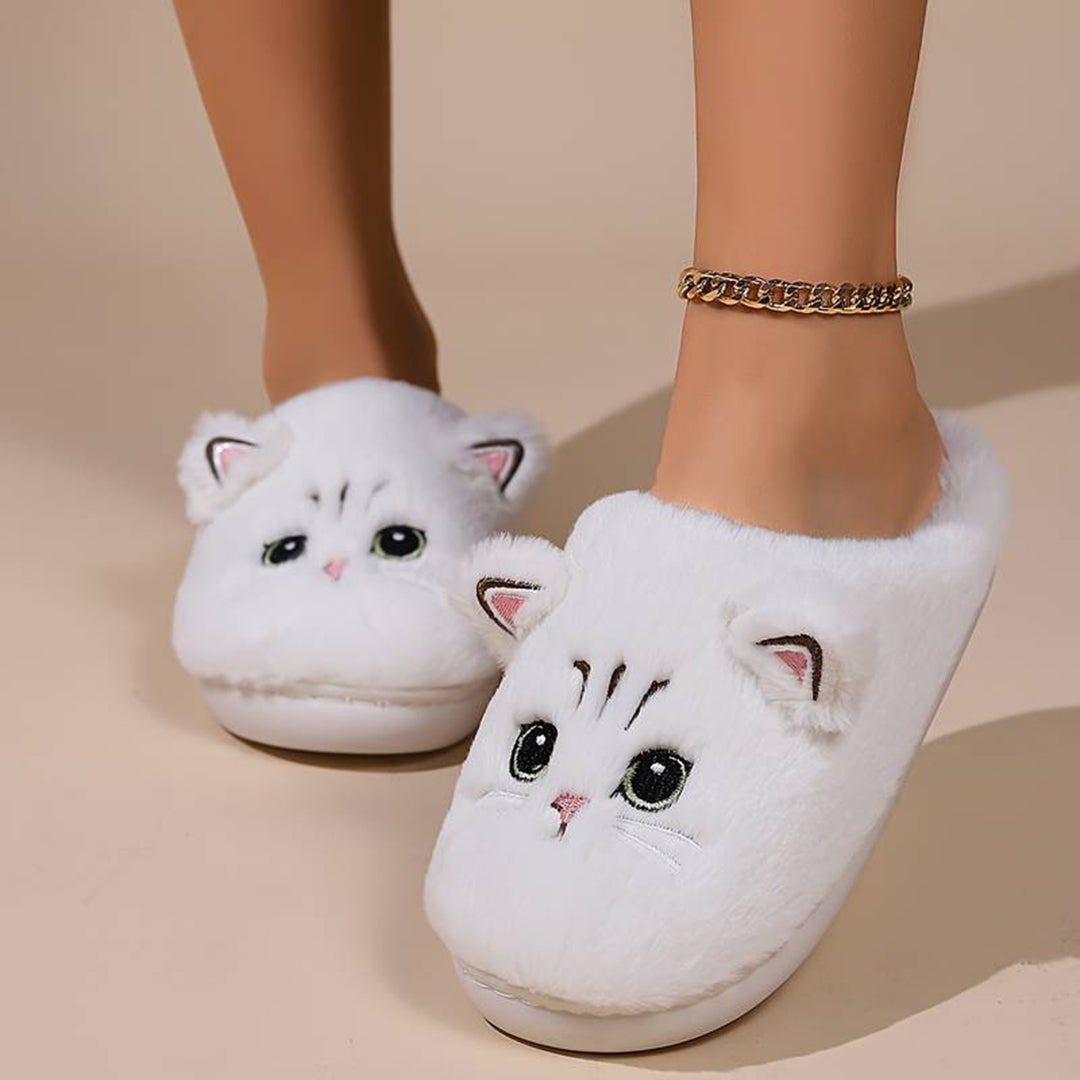 Warme Zachte Dames Pantoffels Met Schattige Kattenprint
