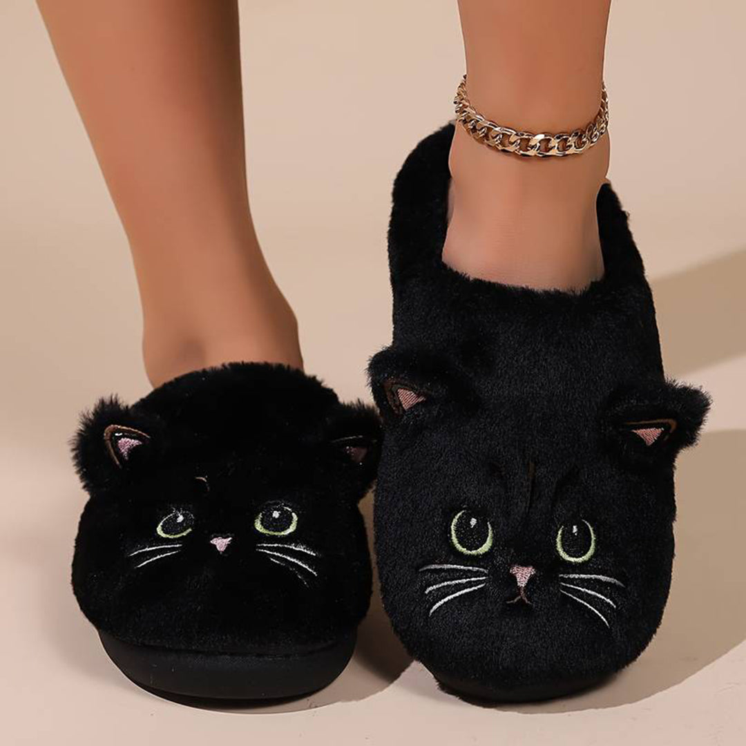 Warme Zachte Dames Pantoffels Met Schattige Kattenprint