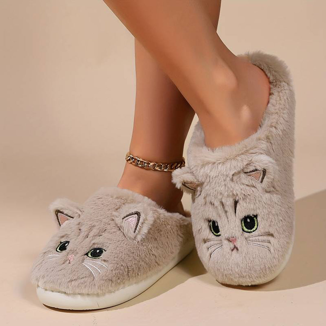 Warme Zachte Dames Pantoffels Met Schattige Kattenprint