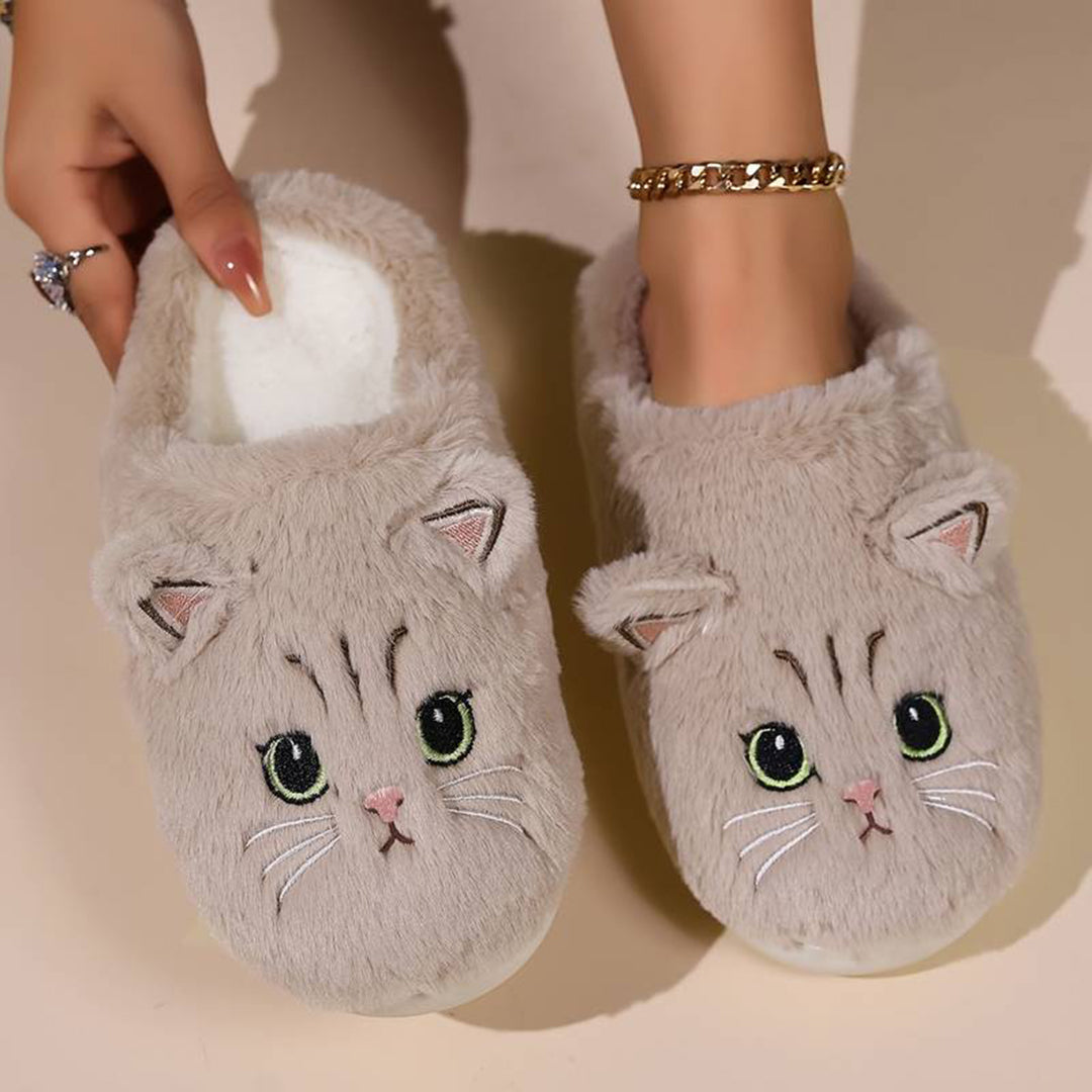 Warme Zachte Dames Pantoffels Met Schattige Kattenprint