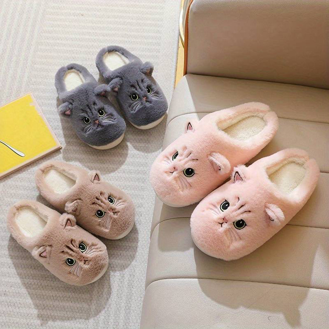 Warme Zachte Dames Pantoffels Met Schattige Kattenprint