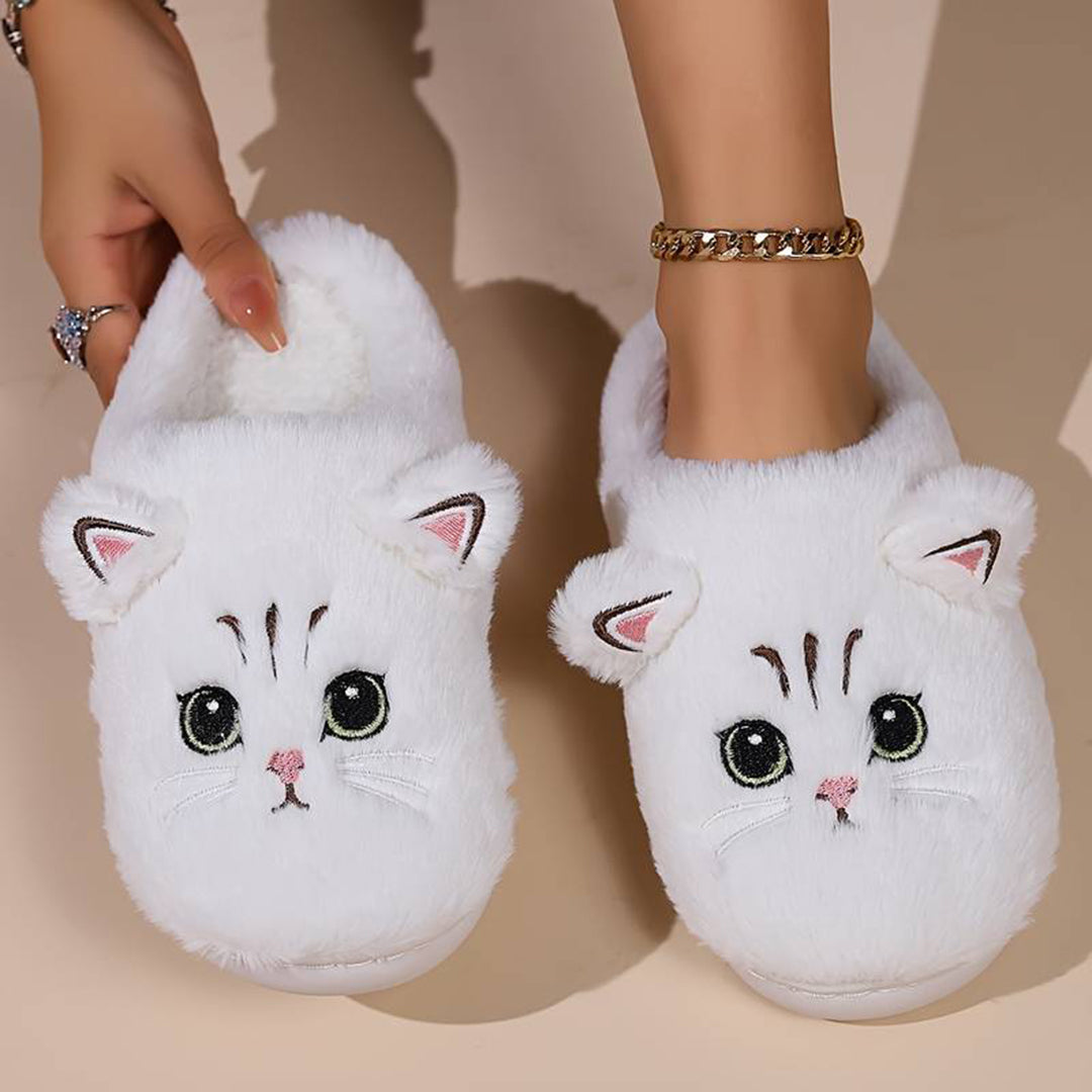 Warme Zachte Dames Pantoffels Met Schattige Kattenprint