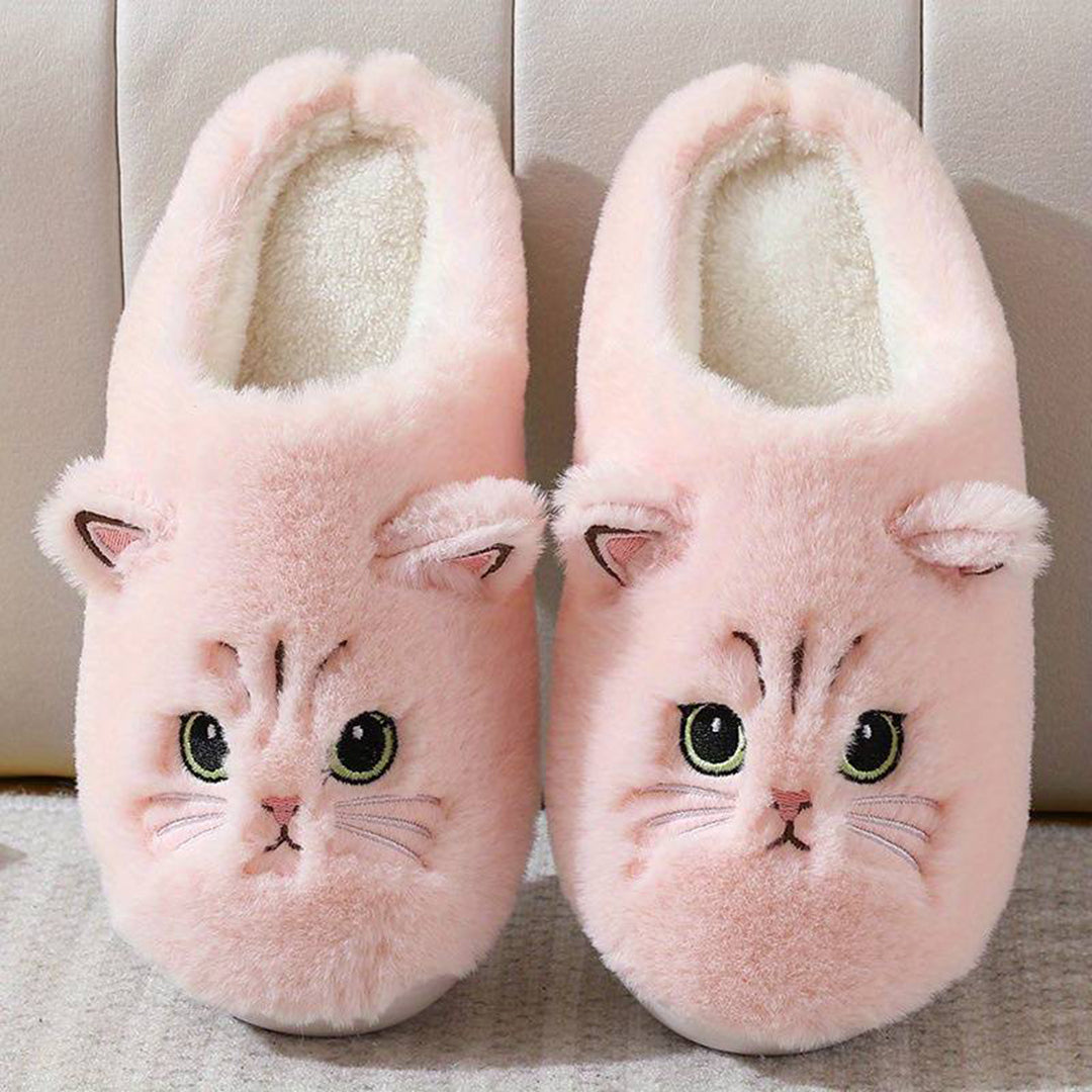 Warme Zachte Dames Pantoffels Met Schattige Kattenprint