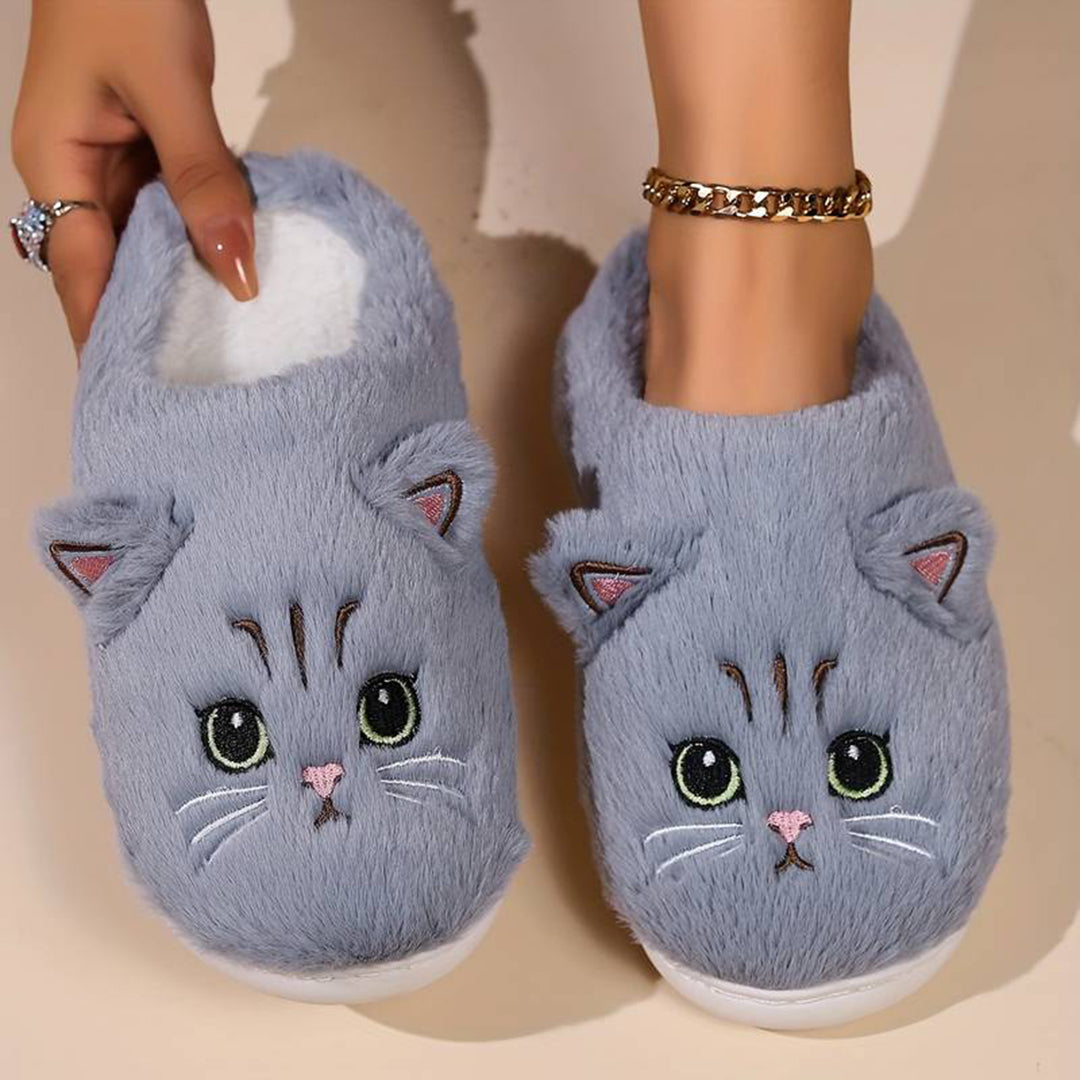 Warme Zachte Dames Pantoffels Met Schattige Kattenprint