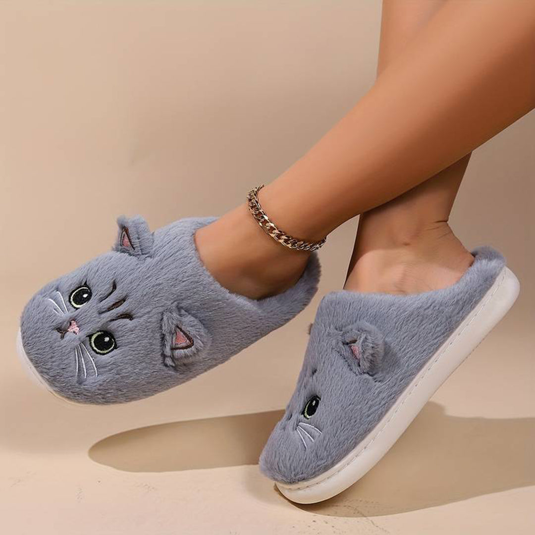 Warme Zachte Dames Pantoffels Met Schattige Kattenprint