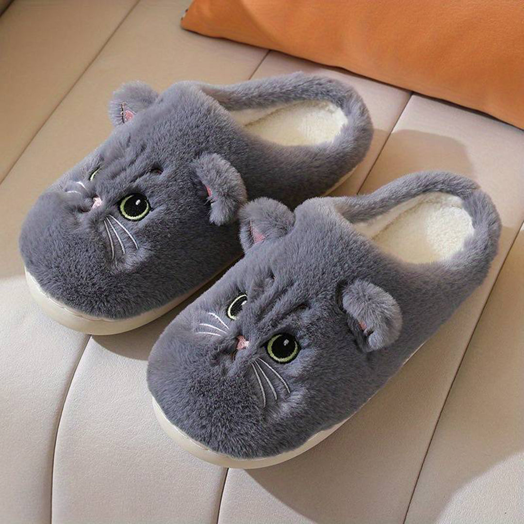 Warme Zachte Dames Pantoffels Met Schattige Kattenprint