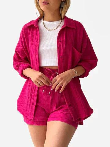 Bieke | Luchtige Linnen Short & Blouse Set