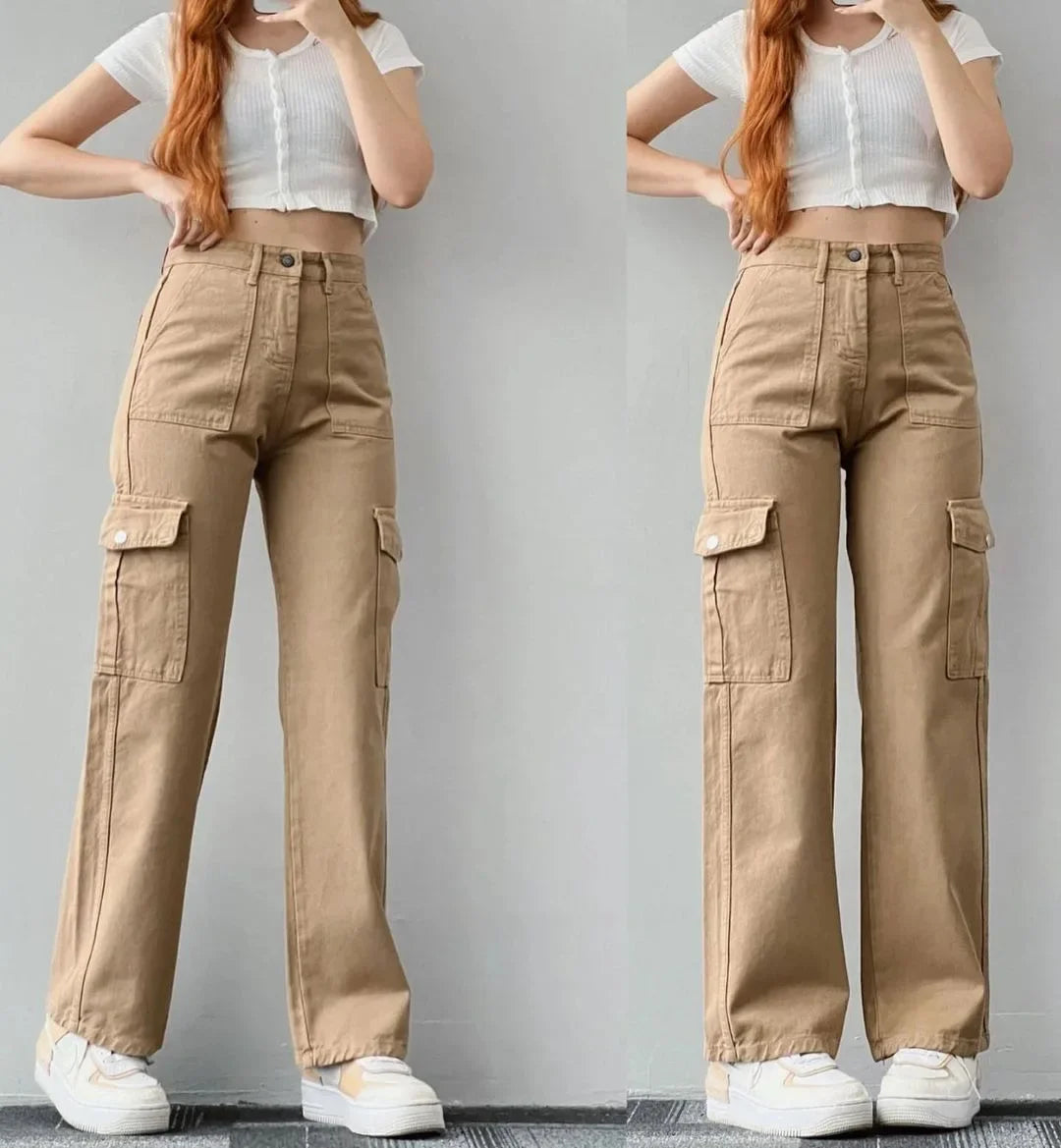 Perfect High Waist Cargo Jeans | Comfy Fit