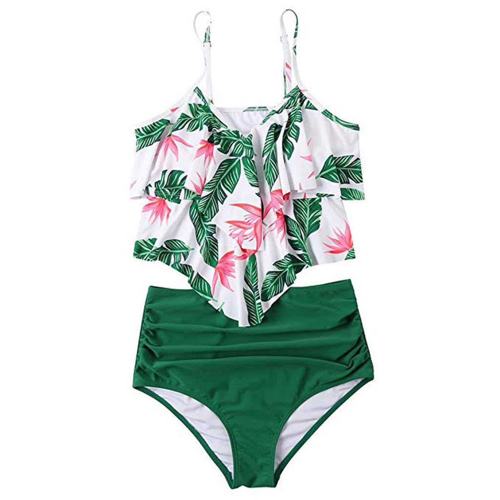 Kimberly | Ruffle Tankini met Leopard High-Waist Bottom