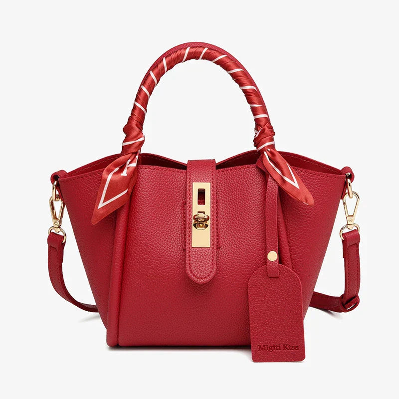 Tery | Luxe Handtas met Sjaaldetail en Gouden Sluiting