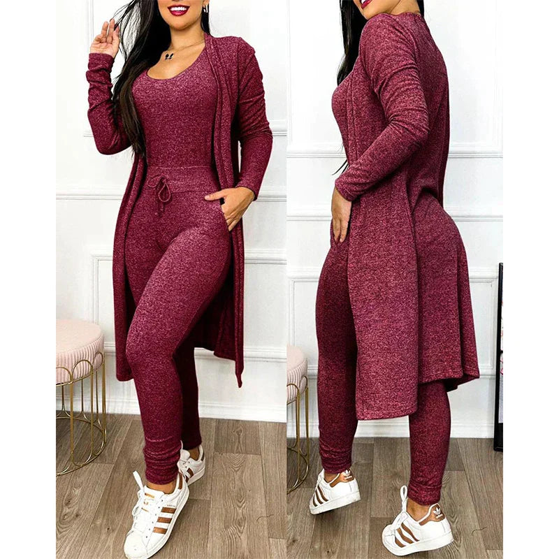 Comfortabele Dames 3-Delige Loungewear Set met Vest