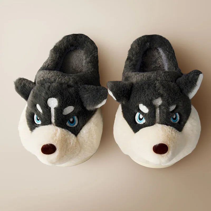 Warme Zachte Vrouwen Pantoffels Met Husky Print
