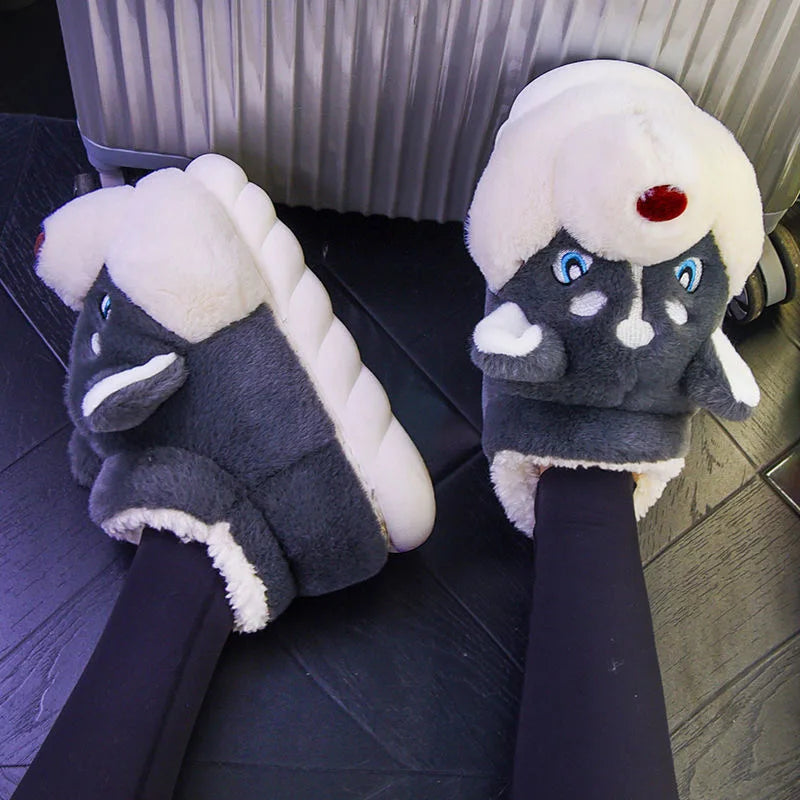 Warme Zachte Vrouwen Pantoffels Met Husky Print