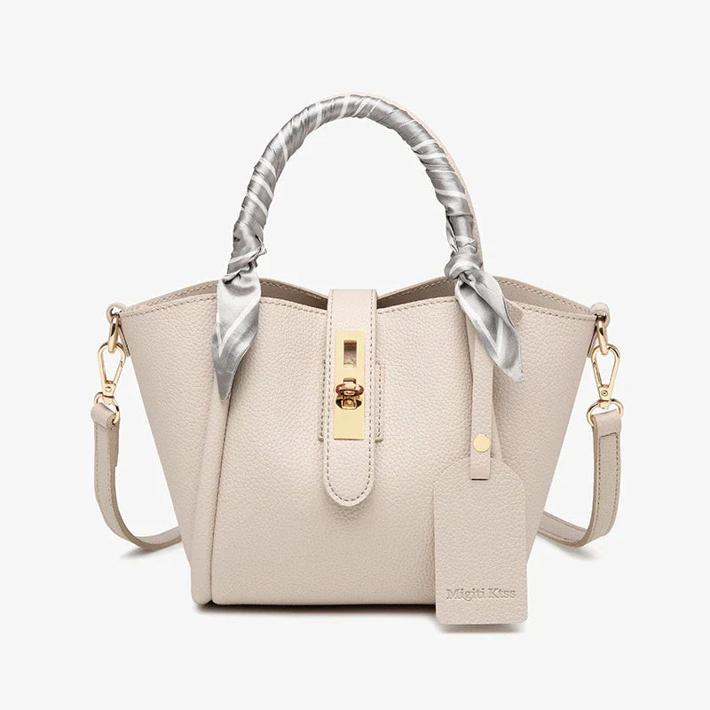 Tery | Luxe Handtas met Sjaaldetail en Gouden Sluiting
