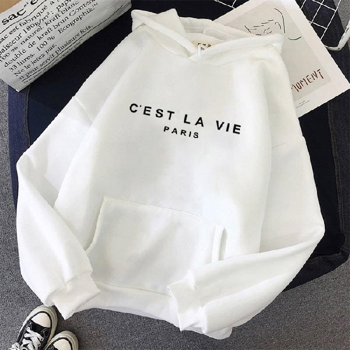 Oversized Trendy Dames Hoodie met Print en Buikzak