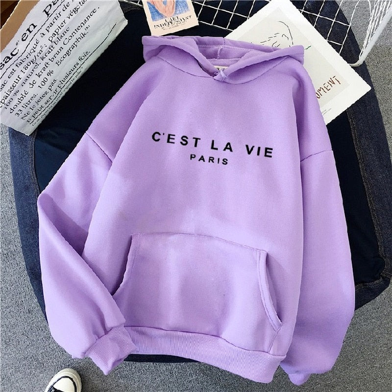 Oversized Trendy Dames Hoodie met Print en Buikzak