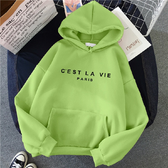 Oversized Trendy Dames Hoodie met Print en Buikzak