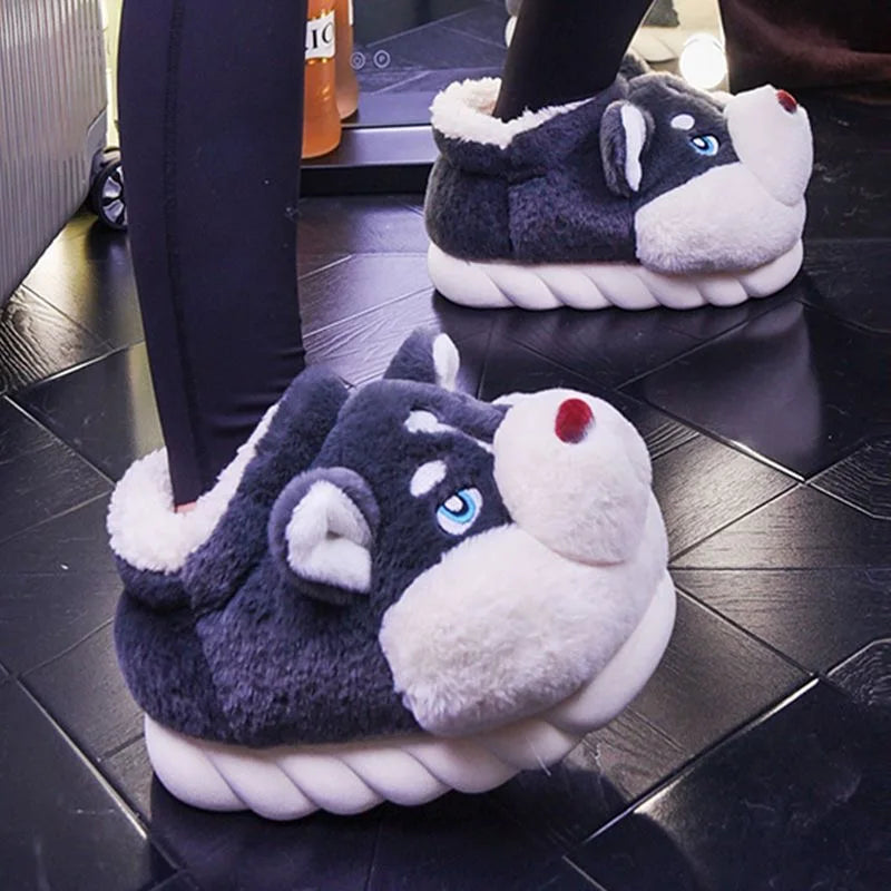 Warme Zachte Vrouwen Pantoffels Met Husky Print