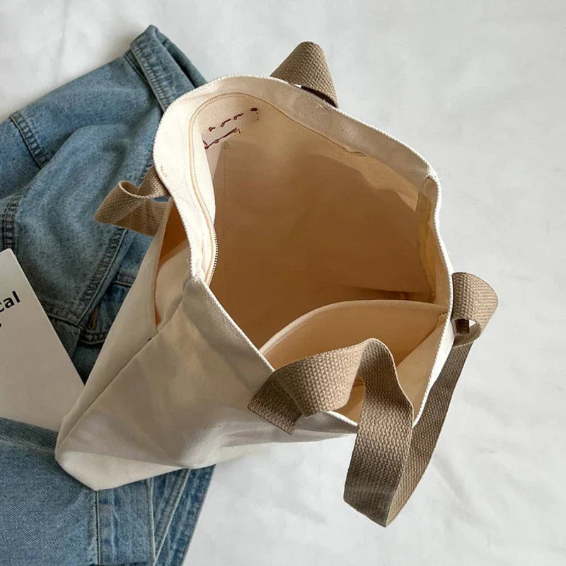 Leola | Minimalistische Canvas Schoudertas met Dubbele Vakken