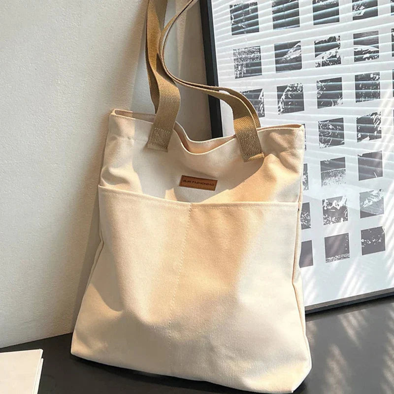 Leola | Minimalistische Canvas Schoudertas met Dubbele Vakken