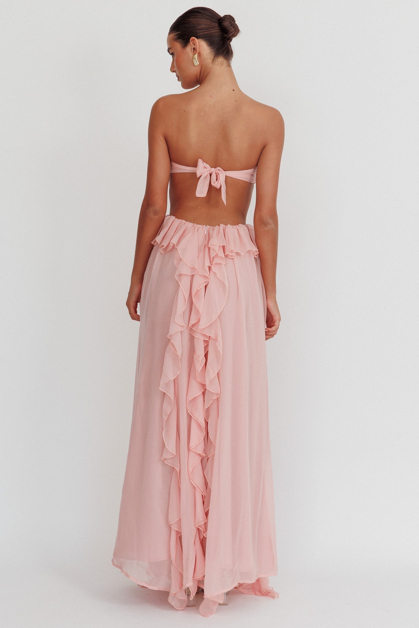 Tanja | Cut-Out Ruffle Maxi Jurk met Strapless
