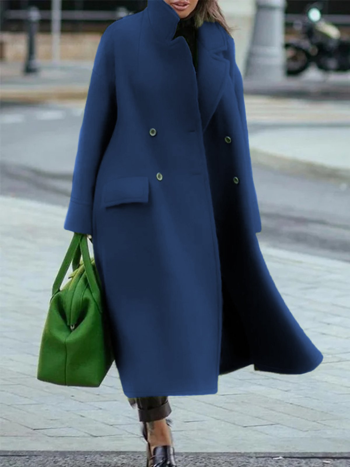 Elegante Dames Lange Mantel Jas Met Knopen