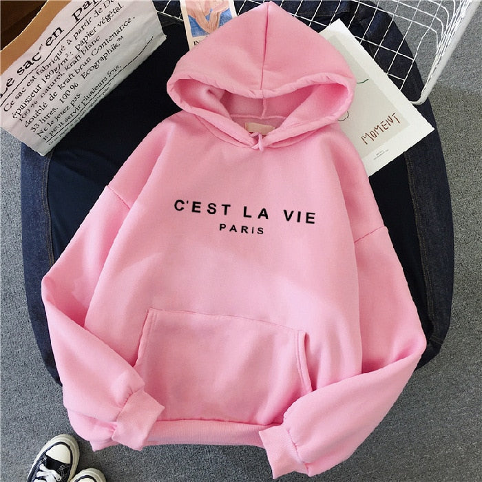 Oversized Trendy Dames Hoodie met Print en Buikzak