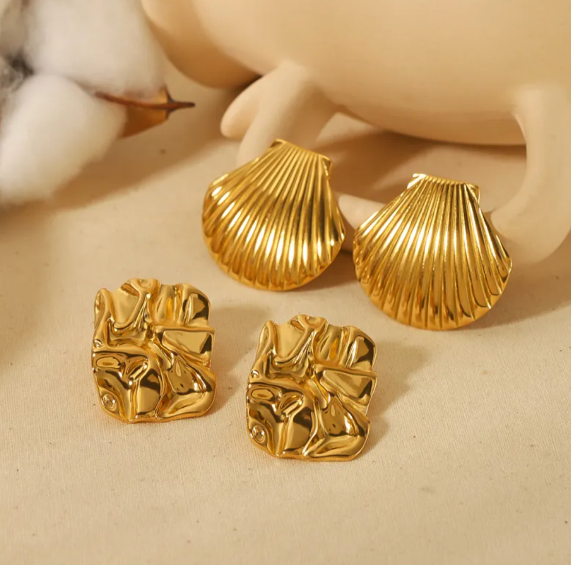 Marilee | Sculptural Gold Stud Earrings