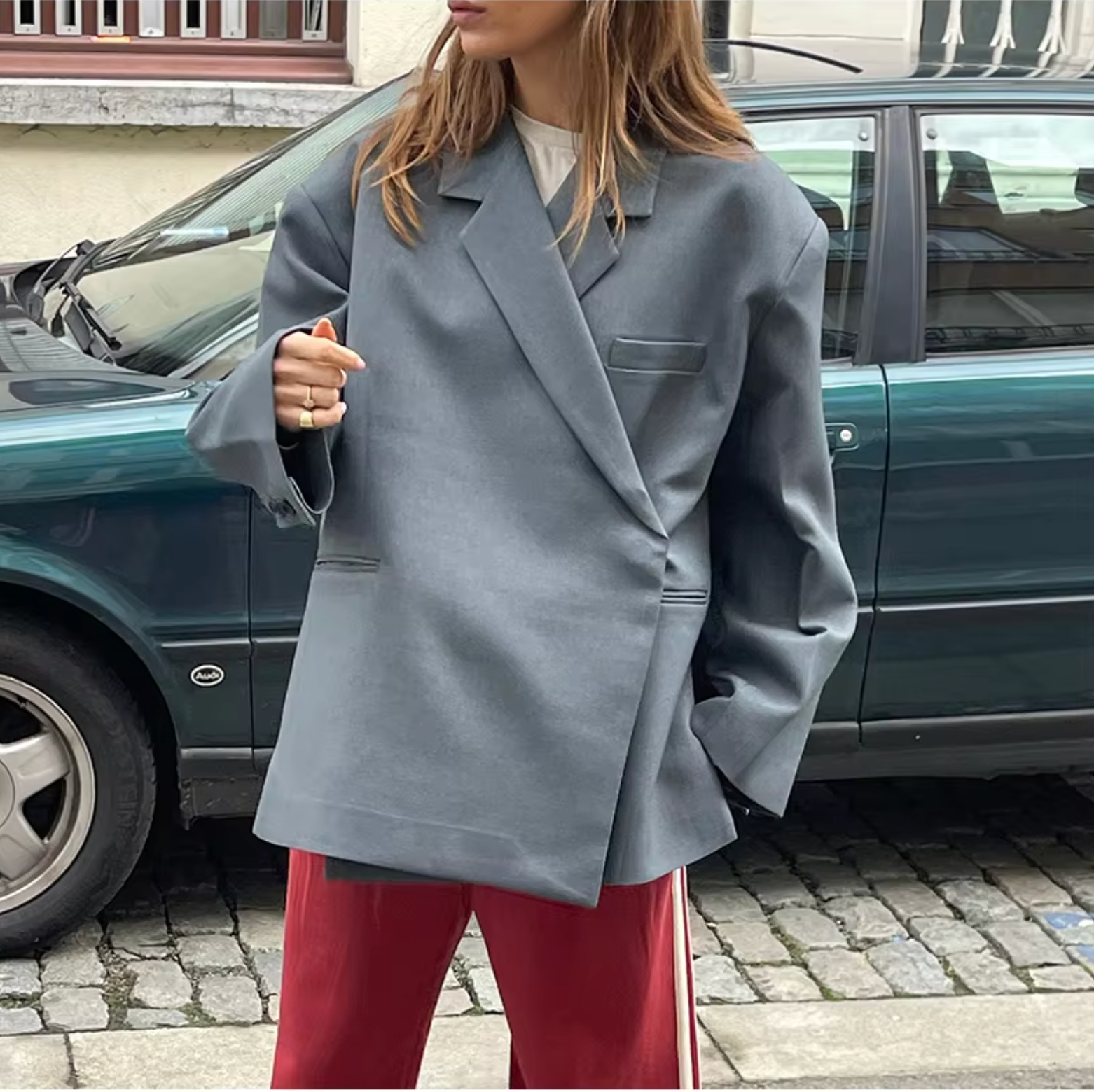 Oversized Trendy Dames Blazer met Lange Pasvorm