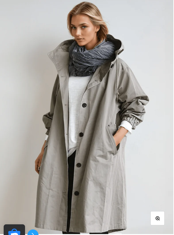 Elegante Lange Dames Regenjas Met Capuchon