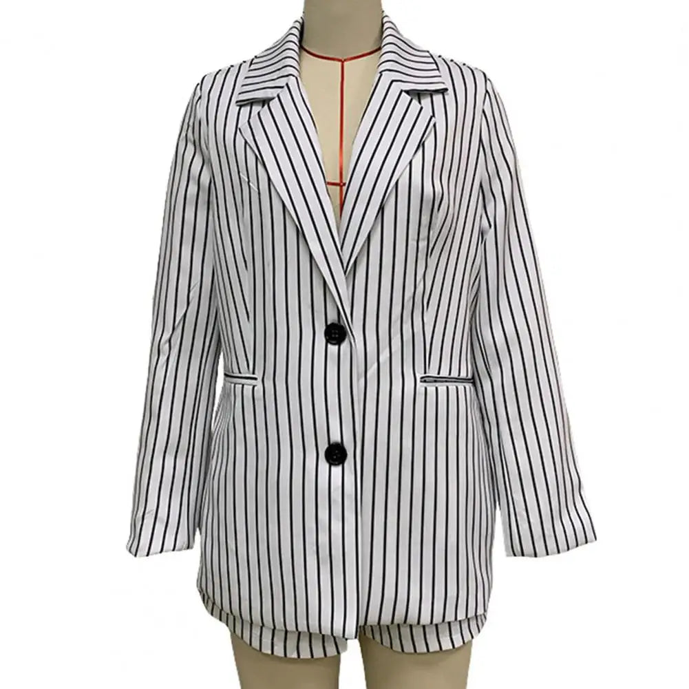 Alicja | Stijlvol Gestreept Blazer-Shorts Pak
