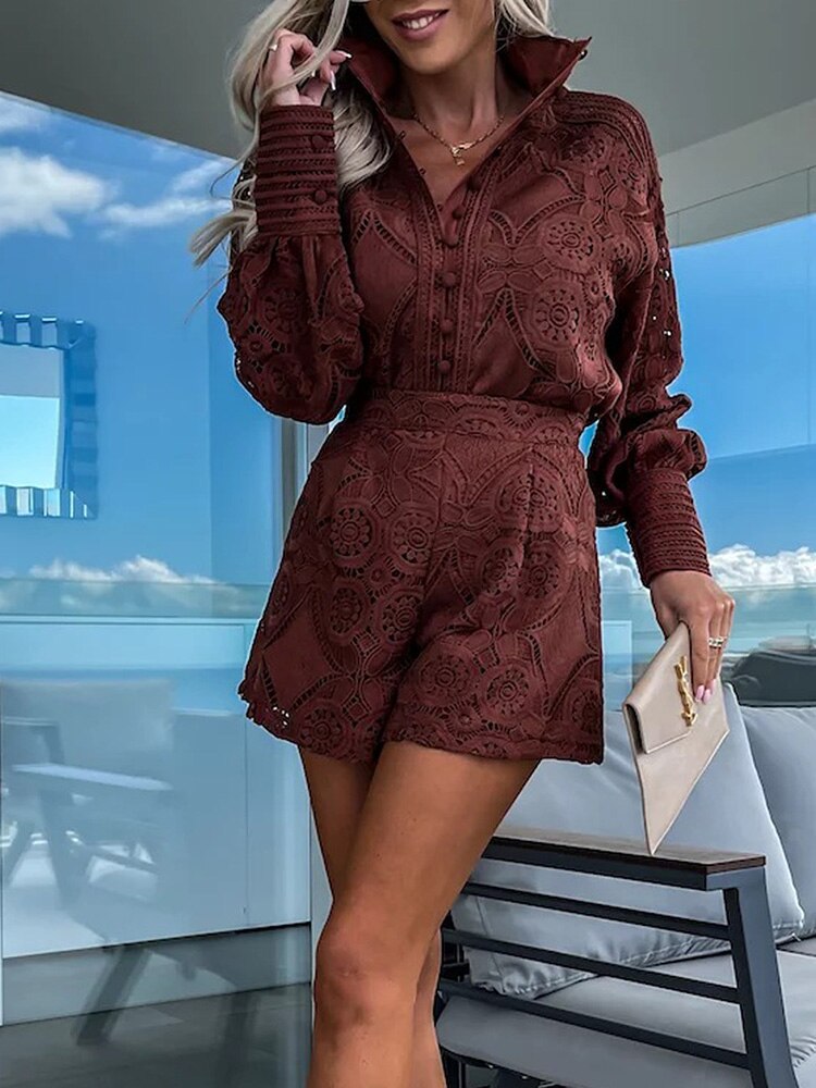Mini Playsuit met Kanten Details Voor Dames