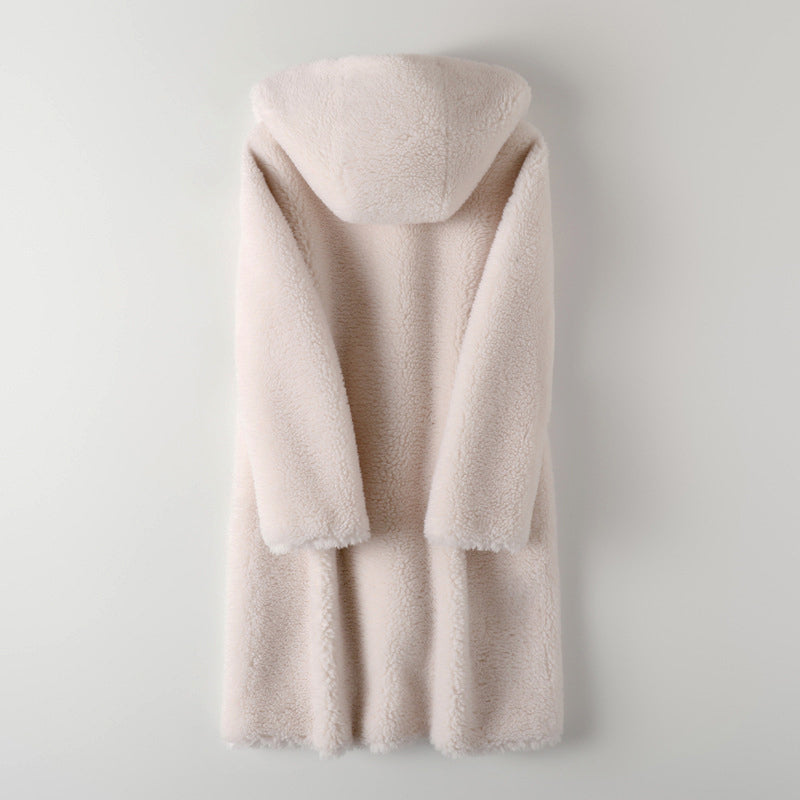 Luxe Warme Dames Teddy Jas met Capuchon en Knopen
