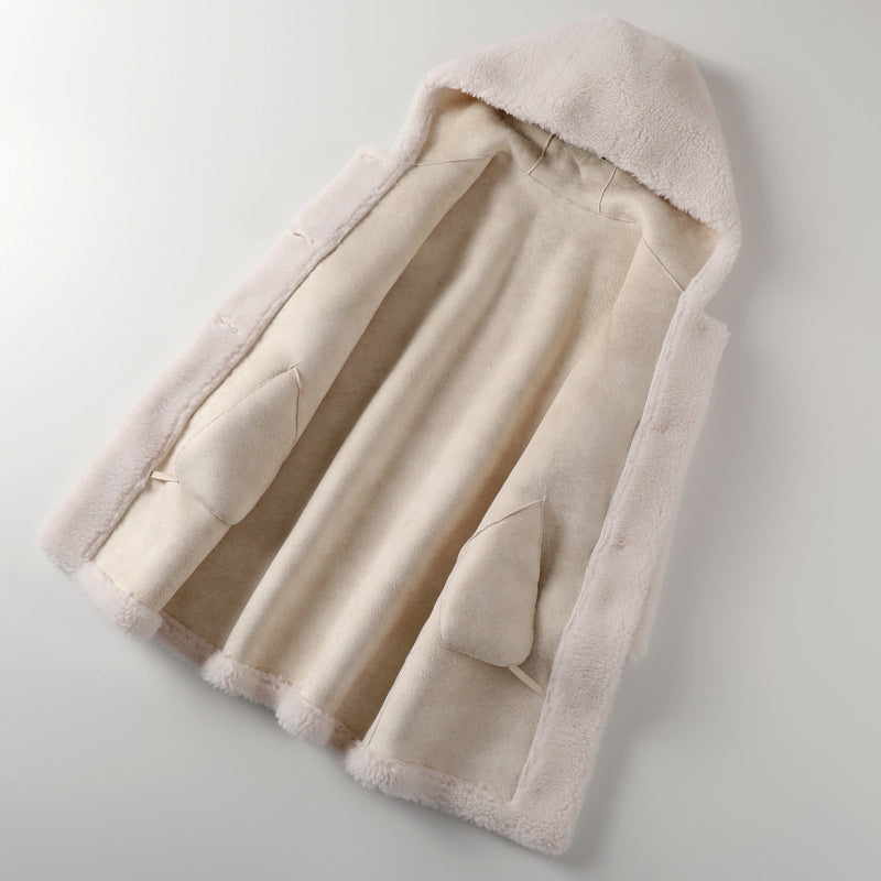 Luxe Warme Dames Teddy Jas met Capuchon en Knopen