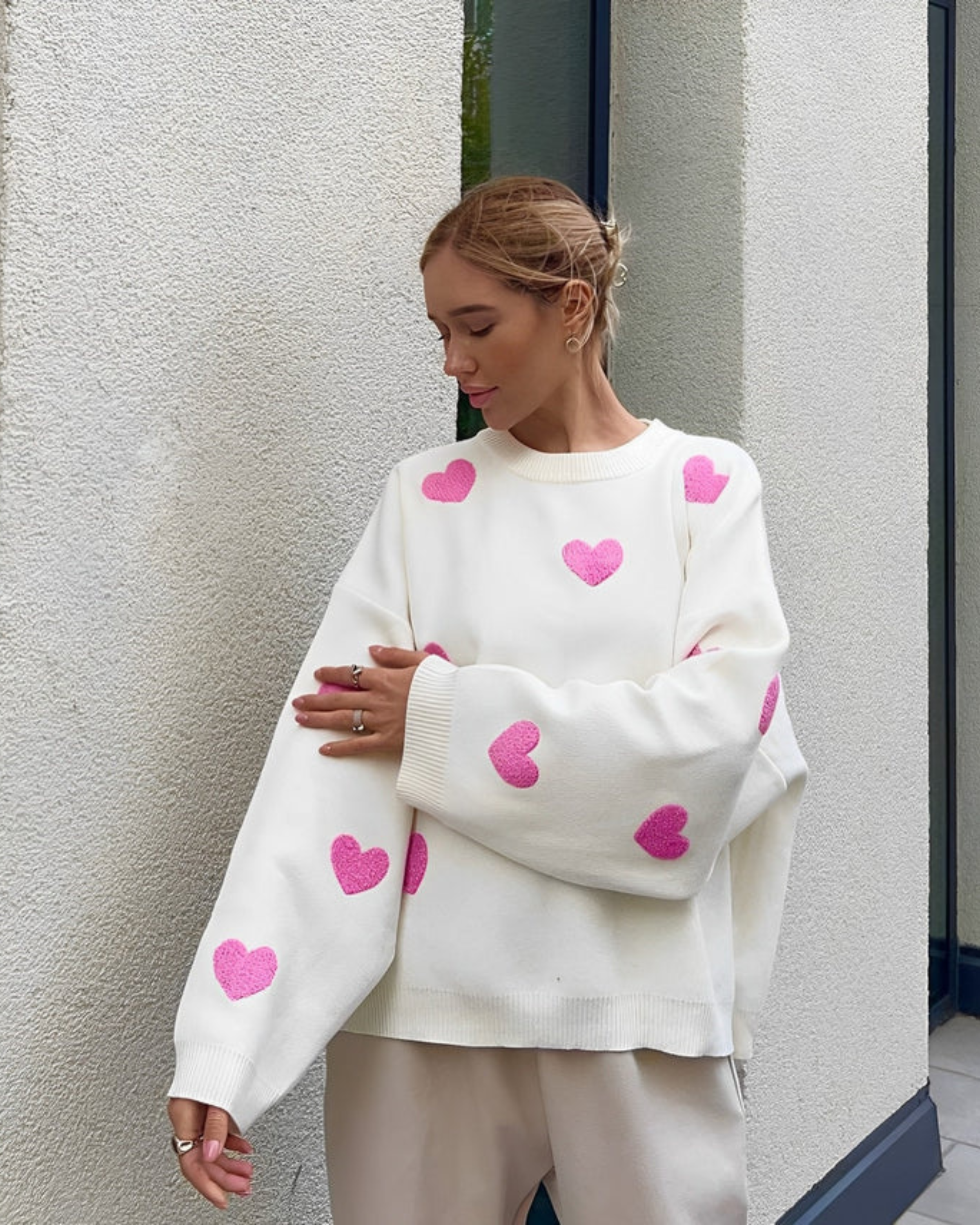 Love | Luxe Oversized Sweater met Hartjesprint