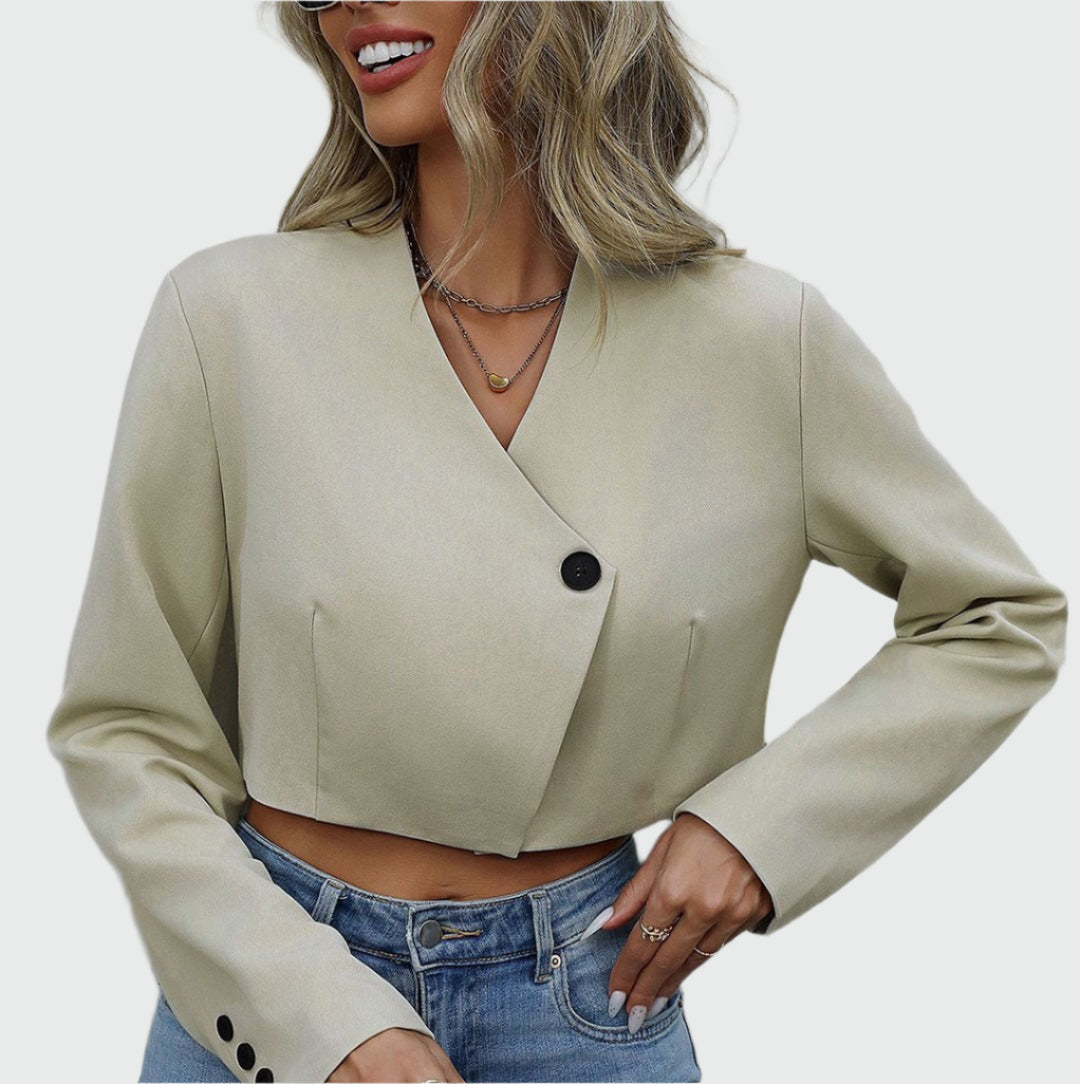 Tegan | Cropped Blazer met Asymmetrische Sluiting