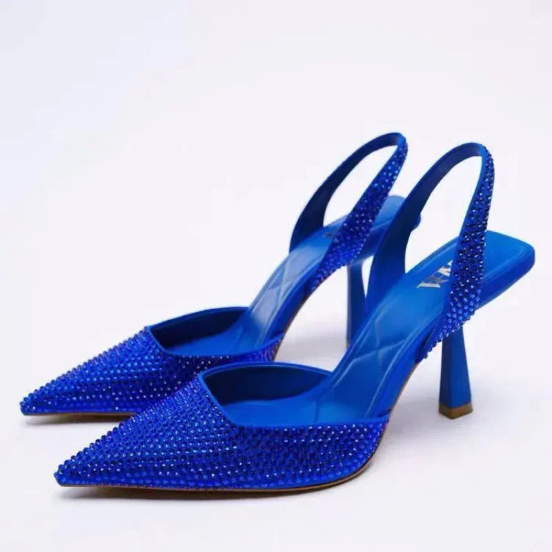 Jaiza | Puntige Slingback Hakken met Strass