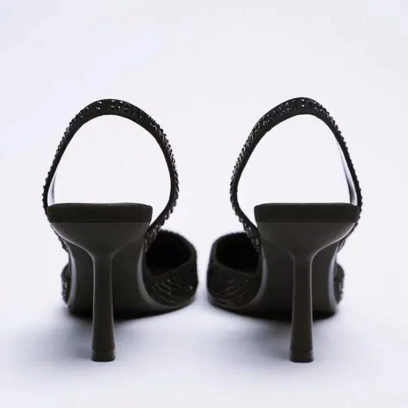 Jaiza | Puntige Slingback Hakken met Strass