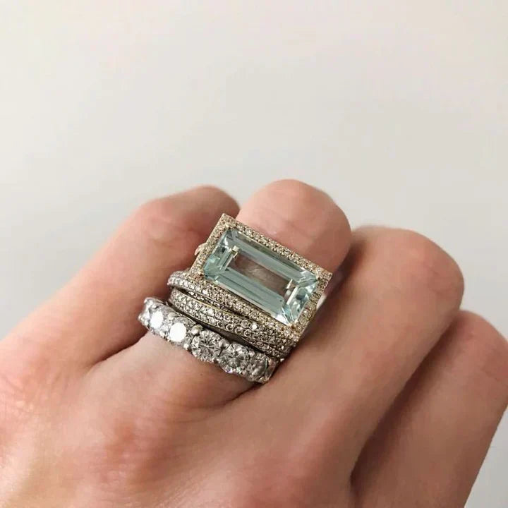 Vintage Zilveren Ring Gezet met Turquoise Glas