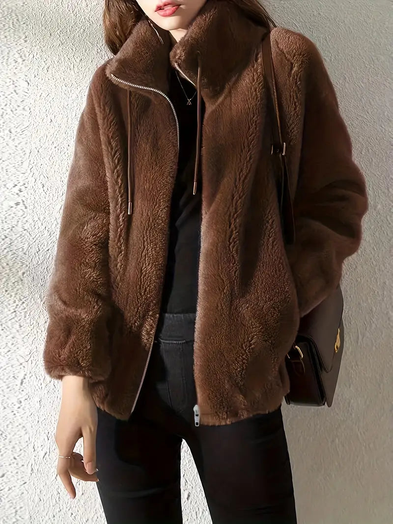 Elegante Comfortabele Dames Teddy Jas Met Ritssluiting