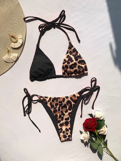 Alida | Sexy Triangel Bikini Set Met Luipaard