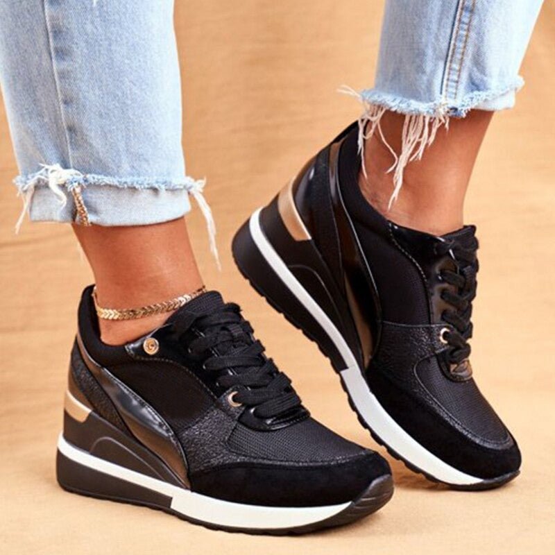 Keona | Trendy Plateau Sneakers met Glanzende Touch