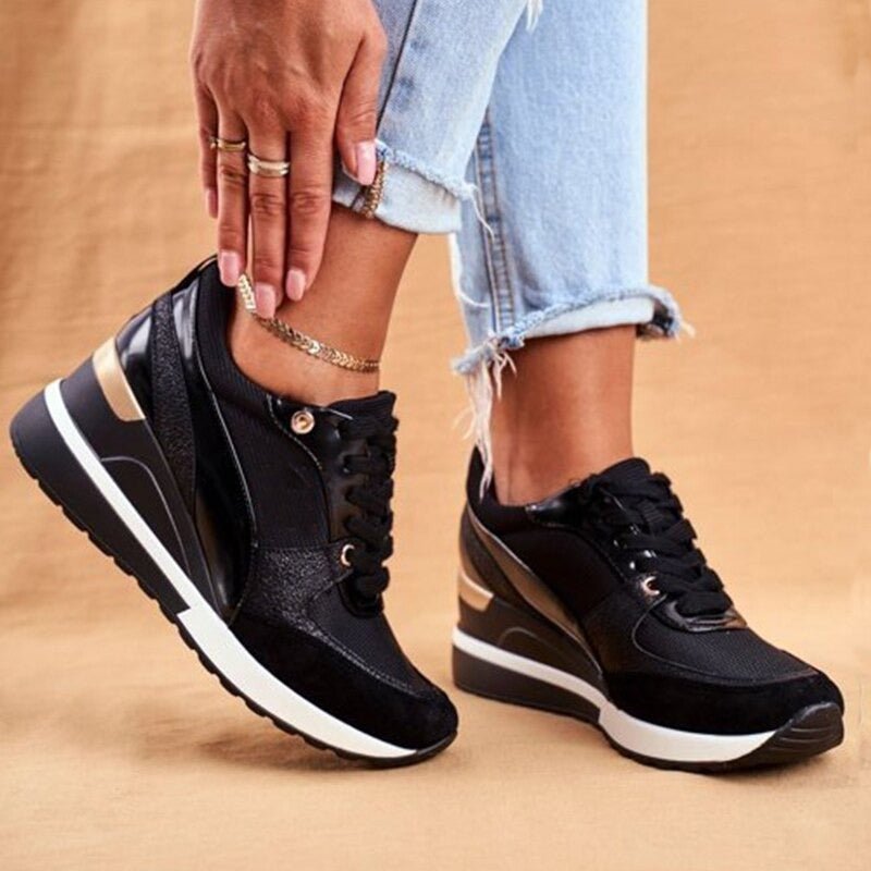 Keona | Trendy Plateau Sneakers met Glanzende Touch
